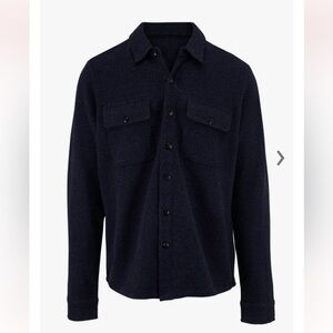 FAHERTY Deep Navy Marl Wool Over Shirt Size Large